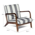 thumbnail image 2 of Modern Accent Chair Single Wood Frame Living Room Armchair Stripped Gray White, 2 of 7