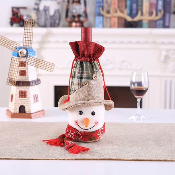 Lindos suéteres de botella de vino para decoraciones navideñas Bolsa de regalo con cordón Bolsa de vino de Navidad para botellas de vino Regalos Decoraciones de mesa de fiesta de Navidad kaili Sencillez
