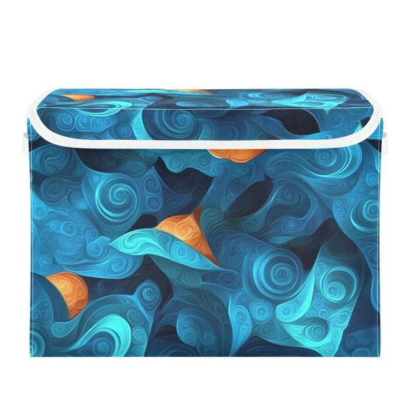 Strange Blue Shapes Large Storage Bins with Linen Collapsible Lid Storage Box 16.7 x 12.6 x 11.8in