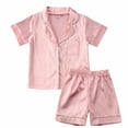 thumbnail image 1 of Bmnmsl Toddler Baby Girl Satin Silk Pajamas Short -Sleeve Pjs Sleepwear Loungewear Outfit Clothes Set, 1 of 5