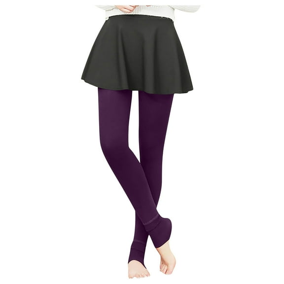 WULMLEO Fleece Lined Tights Women Thermal Pantyhose Leggings Casual Winter Warm Thicken Stockings Tights High Waist Yoga Pant Purple One Size