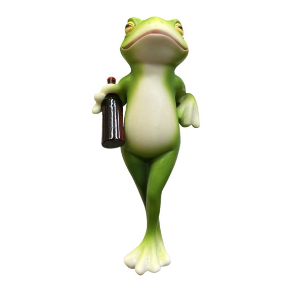 Charming Frog Wine Bottle Holder Sculpture Whimsical Resin Decor for Home Bar Kitchen and Dining Room