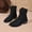 Black, variant on Women's Casual Chunky Heel Short Boots, Suede Leopard Print Fashion Design with Breathable Lining, Trendy Booties for Daily Party Gift