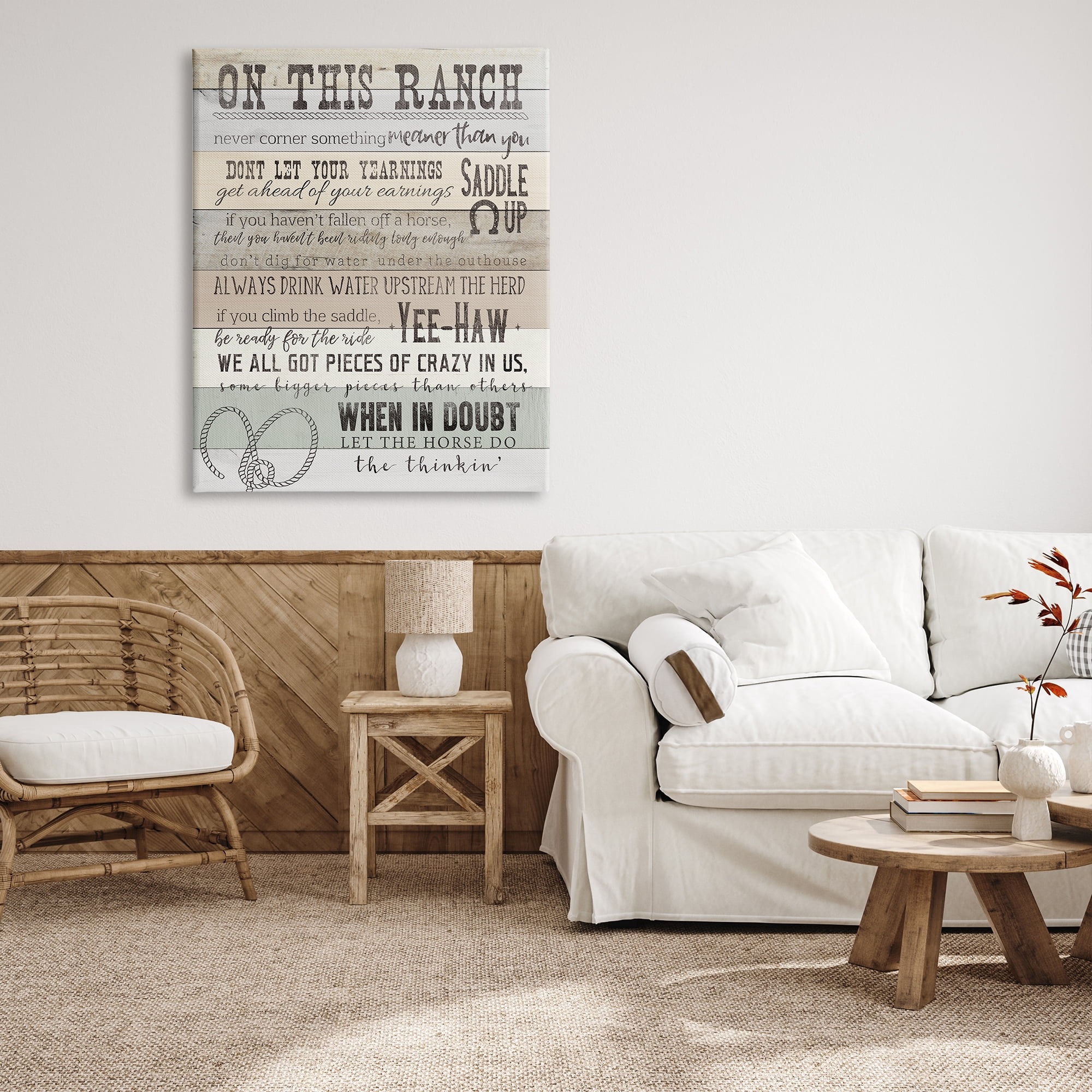 Stupell Industries On This Ranch Rules Typography Painting Gallery Wrapped Canvas Art Print Wall Art, 36 x 48
