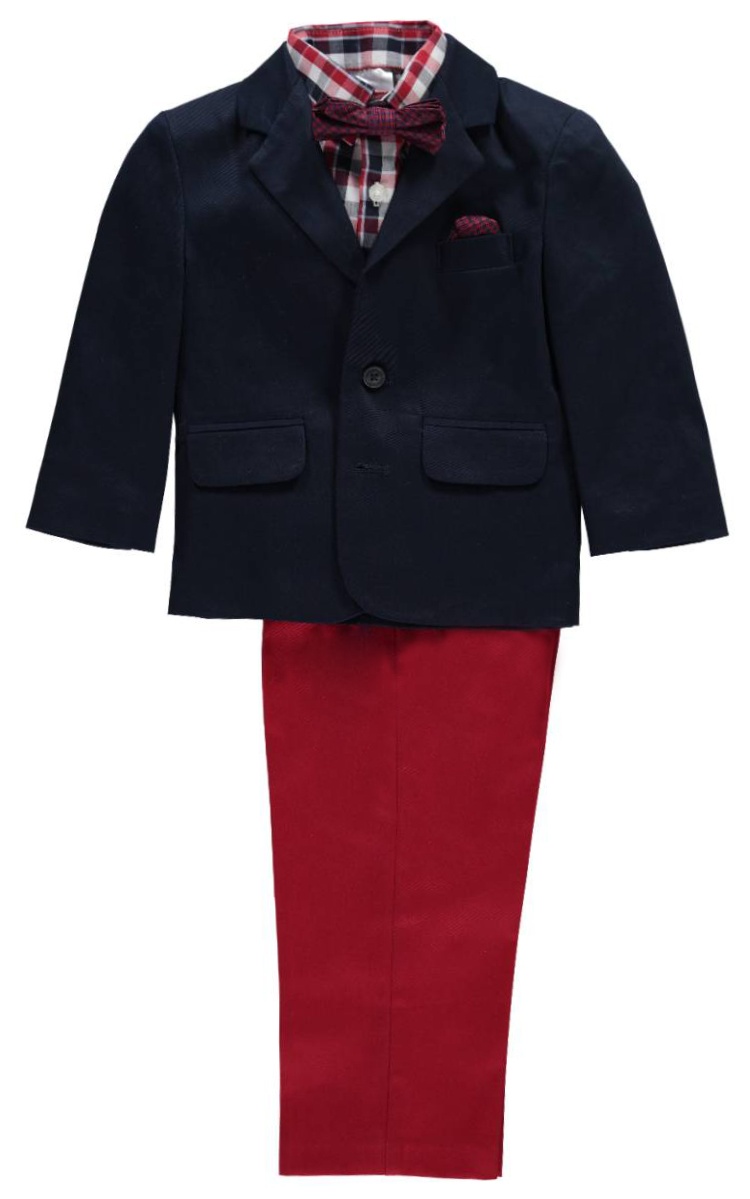 Nautica Suits Baby Boys 4Piece Suit Set Navy Red Plaid 12 Months