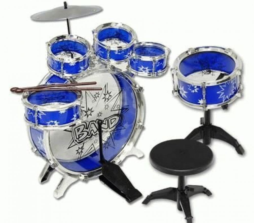 5pcs Drums & Seat Kit Jazz Drum Set Big Band Musical Fun Toy for Children Kids 