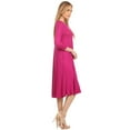 thumbnail image 3 of Women's Casual Loose Fit 3/4 Sleeve Jersey Knit A-Line Solid Midi Dress, 3 of 4