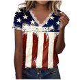 thumbnail image 2 of Fiudx Ropa de Mujer Moda Mujer Casual Día de La Independencia Impresión Blusa Manga Corta Camiseta Verano Encaje Tops, 2 of 4