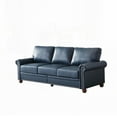thumbnail image 3 of Modern Navy Blue Faux Leather Round Arm Sofa with Silver Nails 82.65L x 31.89W x 34.5H, 3 of 11