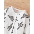 thumbnail image 5 of Newborn 3 Months Baby Boys Clothes Baby Boys Romper 6 Months Boys One-piece Romper Long Sleeve Cactus Print Round Neck Bodysuit Hat 2PCS Set White, 5 of 7