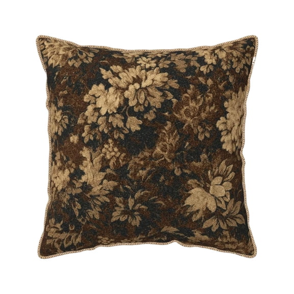 Brown Gold Vintage Damask Throw Pillow Cover, 16x16 in, Soft Linen Cushion Case with Hidden Zipper for Sofa Couch Bed