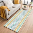 thumbnail image 2 of Teal Orange Boho Runner Rug 2x6 Washable Kitchen Rug Non-Slip Lightweight Thin Soft Low Pile Bathroom Runner Ethnic Tribe Geometric Carpet for Hallway Laundry Room Bedroom Entryway, 2 of 9