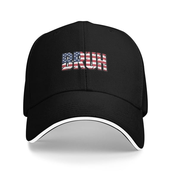 Bruh American Flag Logo Men Women Sandwich Cap Classic Baseball Capunisex Adjustable Casquette Dad Hat