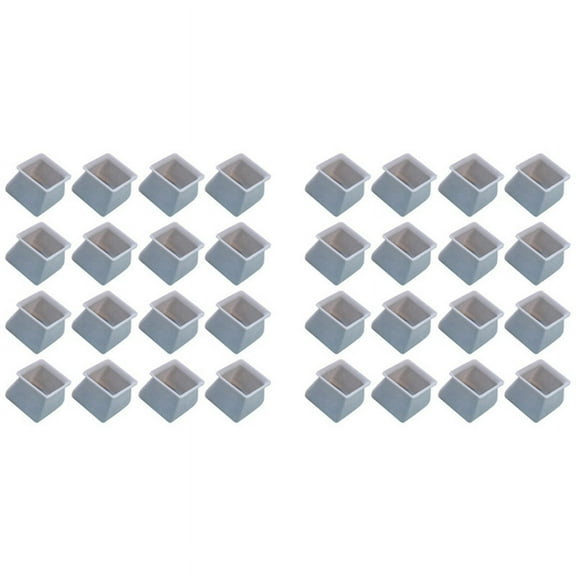 32Pcs Chair Leg Caps Silicone Floor Protector Square Furniture Table Feet Cover Anti-Slip Bottom Chair Pads-Gray
