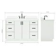 thumbnail image 3 of Ariel Kelly 55 Inch Single Rectangle Sink Bathroom Vanity With Pure White Quartz Countertop 1.5 Inch Edge In White, 3 of 12