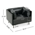 thumbnail image 3 of 39" Vintage Black Faux Leather Lounge Chair with Polyester and PU Leather Upholstery, Solid Wood Frame and Steel Legs, Perfect for Living Room, Bedroom, or Office, 3 of 5
