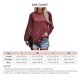thumbnail image 5 of Mujer Top Color Puro Cuello Redondo Poliéster Manga Larga Punto Plisado Otoño Camiseta para Trabajo Diario Vino Rojo XL, 5 of 5