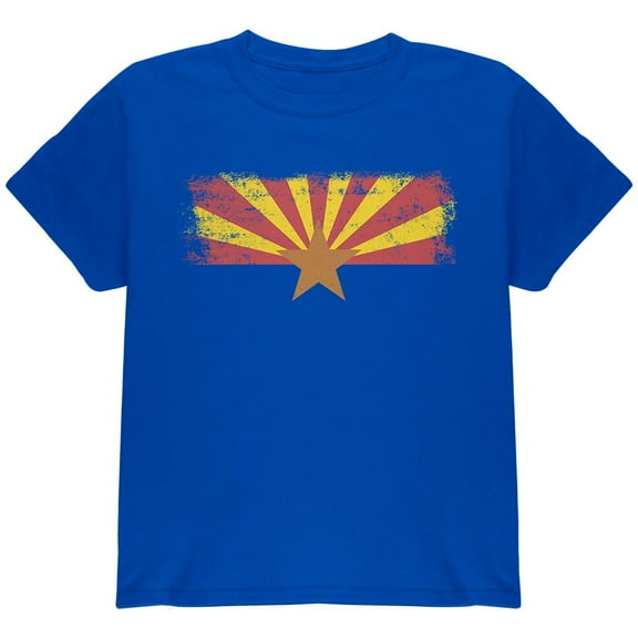 Born and Raised Arizona State Flag Youth T Shirt Royal YMD