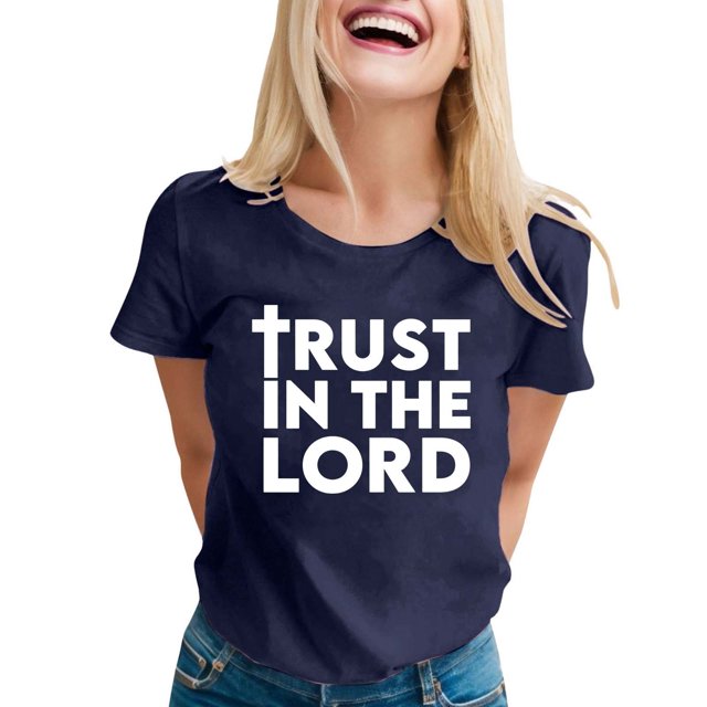LUOGENLI T-shirts pour Femme pour Femmes T-Shirt Décontracté Imprimé à Col Rond à Manches Courtes Haut T-Shirt Vintage pour Femmes T-Shirt Graphique Saint-Valentin T-shirts pour Femmes T-shirts Graphiques Drôle Pâques Marine m