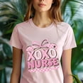 thumbnail image 5 of XOXO Nurse T-Shirt for Women, Pink Bow Medical Graphic Tee, Heliconia, Size XL, 5 of 6