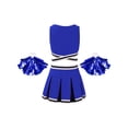 thumbnail image 2 of iiniim Kids Girls Cheers Printed Crisscross Crop Top with Pleated Skirts Pompom School Leader Sets Size 4-14 Royal Blue 8, 2 of 7