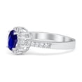 thumbnail image 3 of Floral Engagement Oval Ring Blue Sapphire CZ 925 Sterling Silver Size 6, 3 of 4