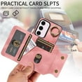 thumbnail image 3 of Phone Case for Samsung Galaxy S23 Plus S23+ 5G Wallet Cover with Tempered Glass Screen Protector Ring Stand Credit Card Holder Cell S23plus 23S + S 23 23+ SM-S916U 6.6 inch Women Girls Pink, 3 of 13