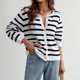 thumbnail image 1 of Suéter De Punto Con Cuello Redondo Suéteres con botones para mujer, cárdigan de ganchillo de manga larga, camisa elegante, ropa de abrigo Cgtredaw Blanco Xl para Mujer, 1 of 1