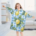 thumbnail image 5 of FORMRS Wearable Blanket Hoodie with Sleeves for Kids Cozy Flannel Sweatshirt, Cartoon Plaid Lemon, 5 of 7