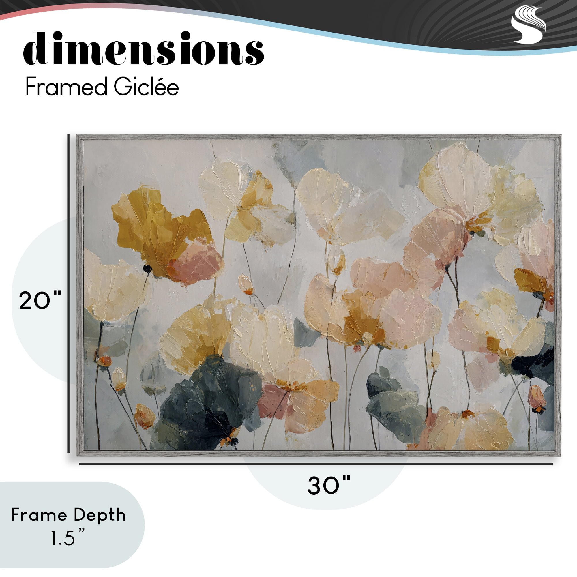 Stupell Industries Abstract Brushed Petals Gray Framed Giclee Art, design by Jacky Ngan