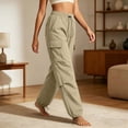 thumbnail image 4 of Noric Women's Plus Size High Waist Cargo Pants Loose Lightweight Casual Drawstring Workout Yoga Athletic Joggers with Pockets, 4 of 6