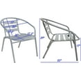 thumbnail image 6 of ZXNYH Indoor Outdoor 23.75" Square Restaurant Table Stainless Steel Metal Aluminum Slat Stack Chairs Commercial Lightweight, 4 Sqaure, Silver/Black, 6 of 6
