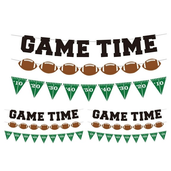 3 Sets of Hanging Rugby Banner American Football Paper Flag Sports Theme Party Banner Hanging Decor