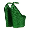 thumbnail image 4 of XYD Women Glitter Pointed Toe Wedge Heel Pumps Ankle Buckle Strap Platform Super High Heels Party Fashion Show Shoes Size 6.5 Green, 4 of 4
