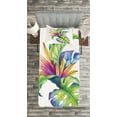 thumbnail image 3 of Ambesonne Plant Quilted Bedspread Set 2 Pcs, Abstract Colored Leaves, Twin Size, Multicolor, 3 of 3
