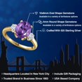 thumbnail image 2 of Gem Stone King 18K Yellow Gold Plated Silver Ring Amethyst Moissanite (2.76 Cttw), 2 of 7