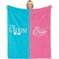 thumbnail image 1 of LHSHID Bride Groom Gifts Wedding Engagement Gifts for Couples Newlywed Gifts for Couples Best Bride and Groom Blanket Present Anniversary Bridal Shower Gift Ideas for Her Him 50x60in, 1 of 6