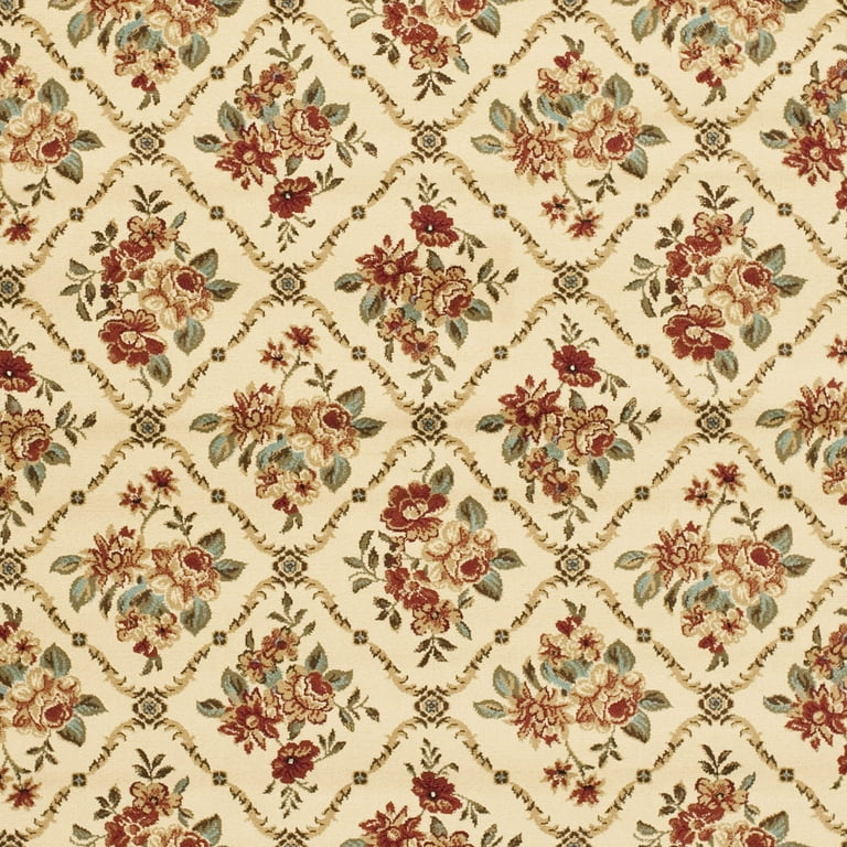 SAFAVIEH Lyndhurst Area Rug – 9' X 12', Beige Traditional Floral, Non-Shedding, Stain Resistant