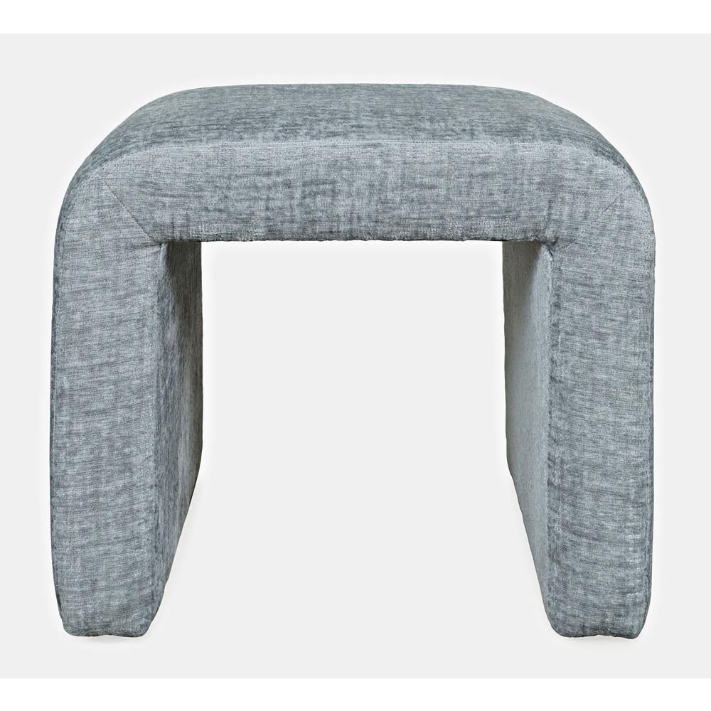 Jofran Modern Curved Upholstered Waterfall Jacquard Petite Ottoman Bench - Set of 2