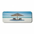 thumbnail image 1 of Seaside Computer Mouse Pad, Wooden Sun Loungers Facing Eastern Ocean Under a Thatched Umbrella in Zanzibar, Rectangle Non-Slip Rubber Mousepad Large, 31" x 12", Turquoise Cream, by Ambesonne, 1 of 2