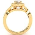 thumbnail image 3 of Three Stone White Topaz Diamond Peekaboo Halo Engagement Ring In 14k Yellow Gold, 3 of 6