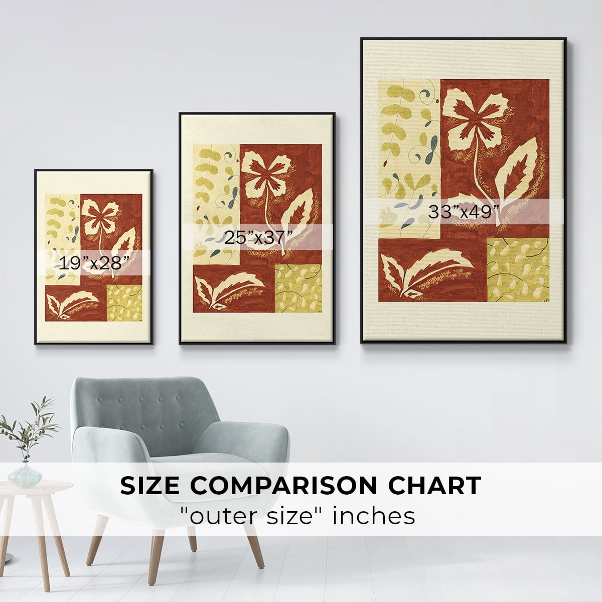 Festive Floral II - Framed Gallery Wrapped Holiday Canvas - 27 x 41 - Black Frame
