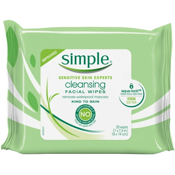 Simple Kind to Skin Facial Wipes Cleansing 25 ct (Pack of 4) Walmart