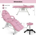 thumbnail image 3 of Costway Lit de Massage 72 Pouces avec Tabouret Hydraulique, Dossier Réglable et Bacs de Rangement pour Bas de Contention, Rose, 3 of 10