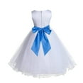 thumbnail image 3 of Ekidsbridal Satin White Cornflower Tulle Rattail Flower Girl Dress Junior Bridesmaid Dance Recital Wedding Beauty Pageant Princess 829S S, 3 of 3