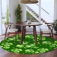 thumbnail image 4 of St. Patrick's Day Round Area Rugs Collection 8', Spring Shamrock Leaves Polka Dots Dark Green Non Slip Indoor Circular Throw Runner Rug Floor Mat Carpet for Living Room Dining Table Bedroom Nursery, 4 of 9