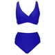 thumbnail image 5 of Trajes de Baño de Mujer de Cintura Alta Cuello en V Vendaje Sólido Ajustamiento Apretado Reunión Traje de Baño Conjunto Dividido, 5 of 6
