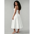 thumbnail image 2 of White Womens Spaghetti Strap Sweetheart Neckline Cinched Waist A-Line Midi Dress, 2 of 8