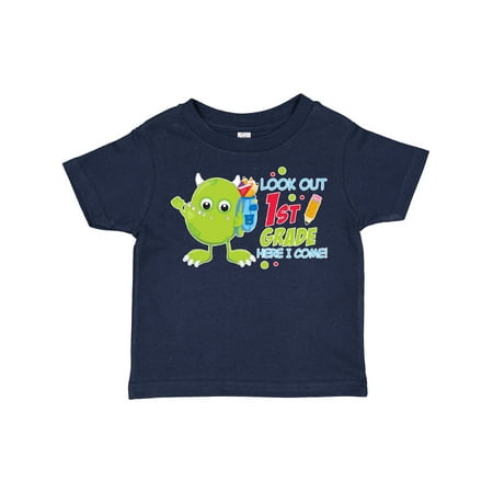 

Inktastic Look out 1st Grade Here I Come with Cute Green Monster Gift Toddler Boy or Toddler Girl T-Shirt