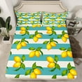 thumbnail image 3 of Castle Fairy Tropical Lemon 4 Pieces Queen Sheet Sets,Geometric Stripes Ultra Soft Flat Sheet,Fresh Fruit Queen Fitted Sheet,Microfiber Botanical Bedroom Decor, 3 of 7